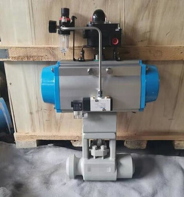 Vanne à boisseau sphérique pneumatique ANSI CLASSE 150-900 avec structure à bille fixe et fonction de purge pour applications haute pression et haute température