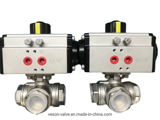 Vanne à boisseau sphérique pneumatique à passage intégral en acier inoxydable 316 avec brides conformes à la norme ISO5211