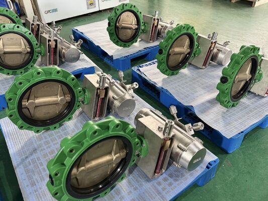 Vanne papillon à brides doubles ANSI 150lb, conçue avec expertise, avec siège en PTFE et système de transmission par engrenage à distance