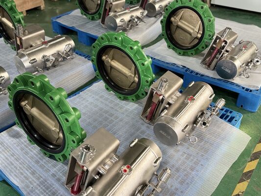 Vanne papillon à brides doubles ANSI 150lb, conçue avec expertise, avec siège en PTFE et système de transmission par engrenage à distance